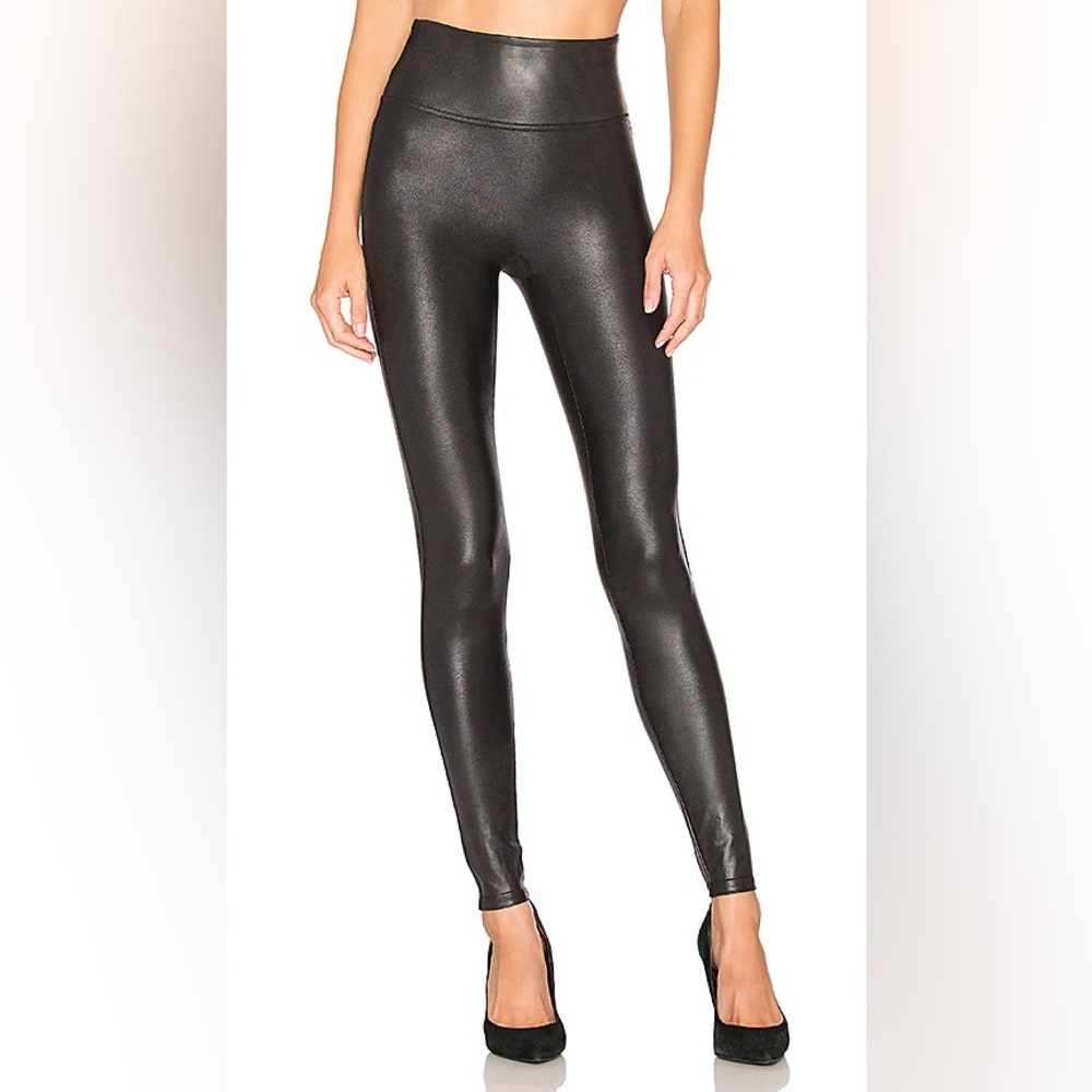SPANX Faux Leather High-Waist Leggings in Black | NWOT